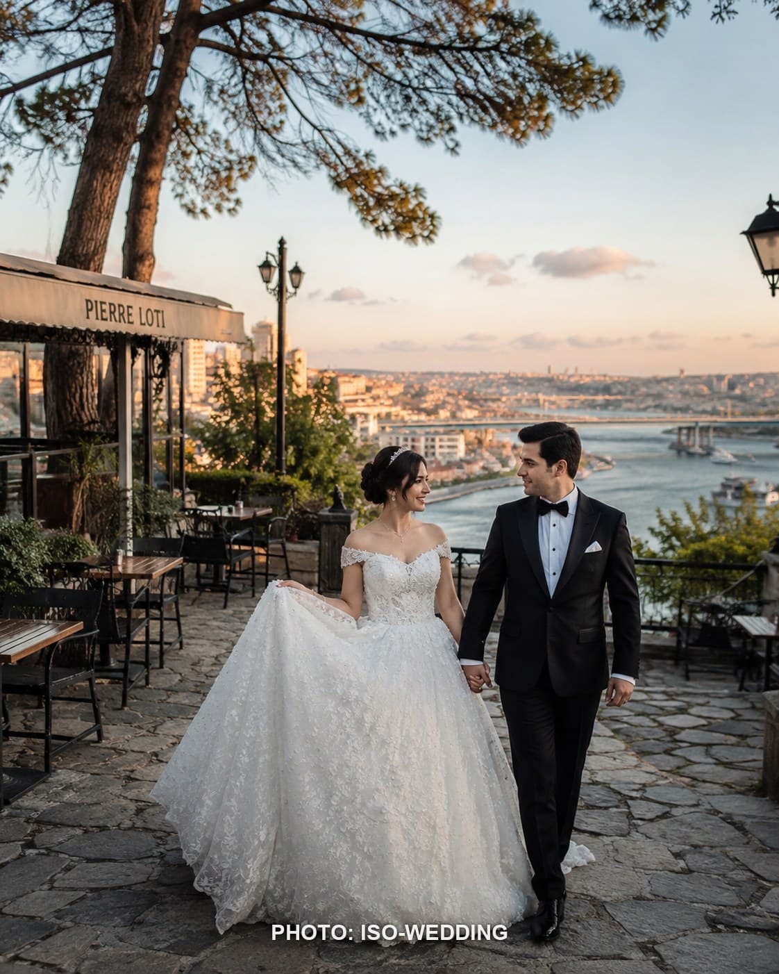 Panoramic view of the Golden Horn from Pierre Loti Hill at sunset